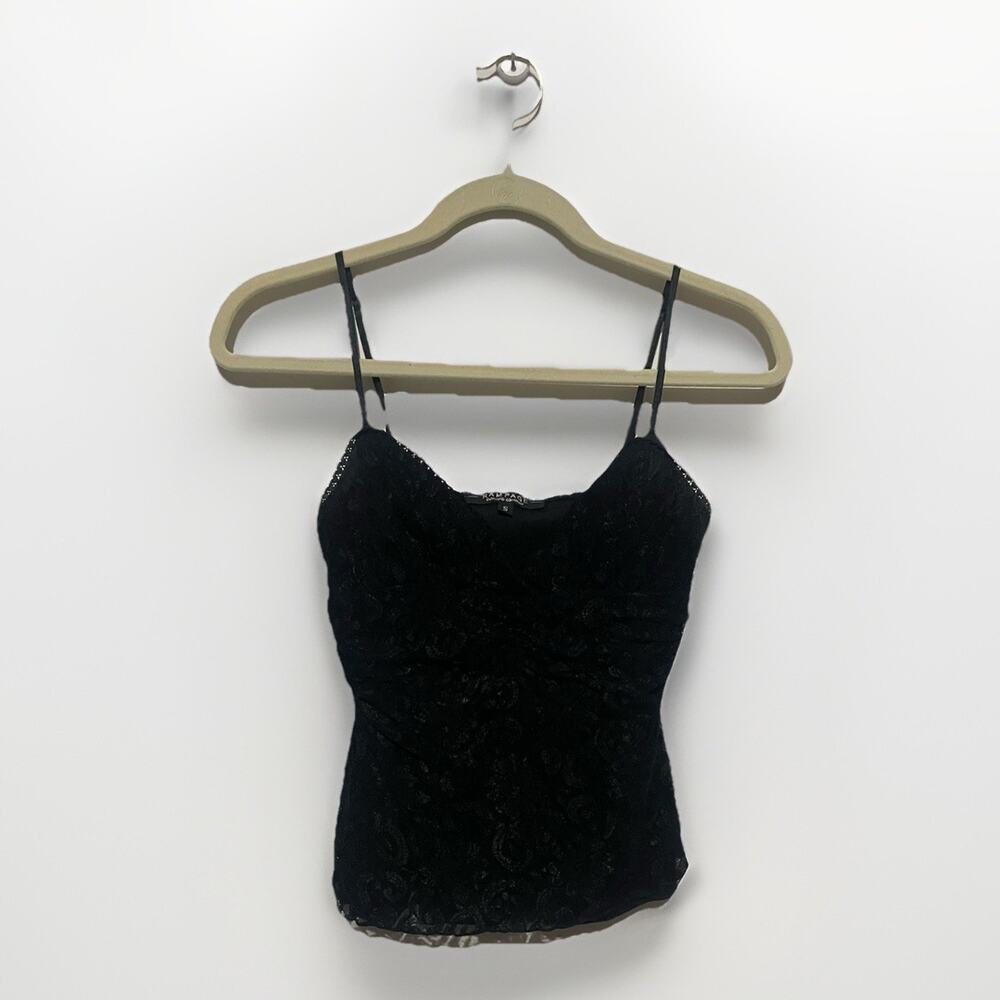 Rampage Cami Tank Top Womens Black Lace Y2K Babydoll Whimsigoth Size Small‎